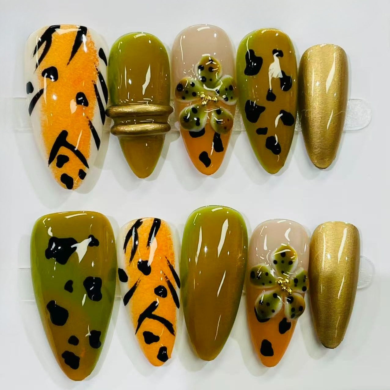 More to save up to 60% Autumn Leopard 3D Flower Press On Nails