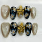 More to save up to 60% Luxury 3D Gold Flower Press On Fake Nails