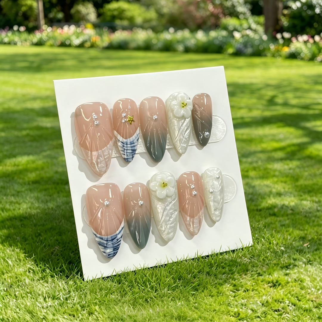 More to save up to 60% Dark Green 3D Bunny Long Fake Nails