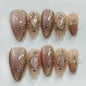 More to save up to 60% Purple Gold Almond Press On False Nails