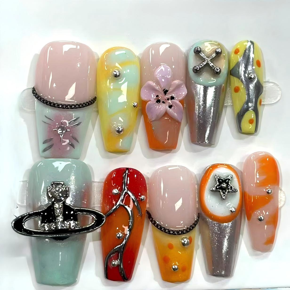 More to save up to 60% Handmade Floral Glitter Press On False Nails
