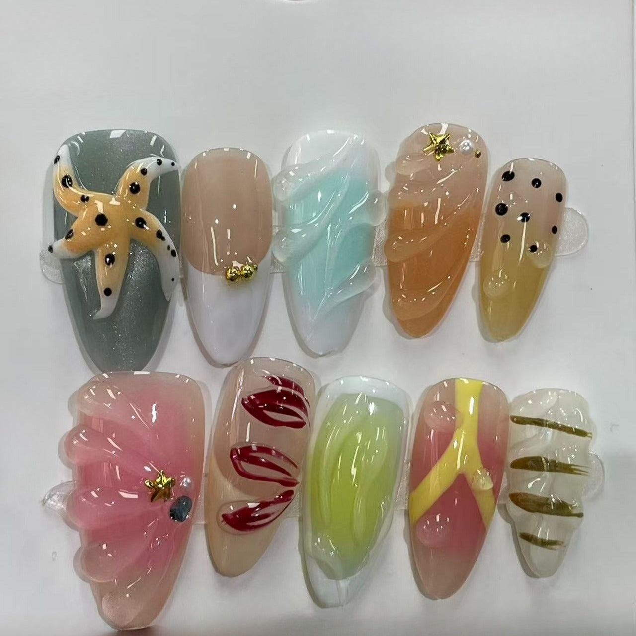 More to save up to 60% Orange Yellow Floral Fake Press On Nails