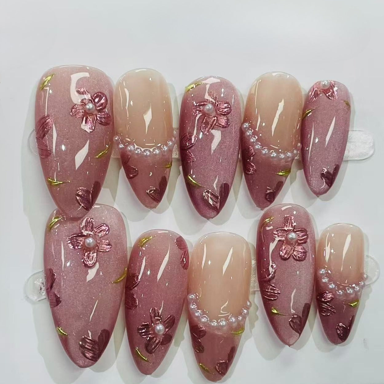 More to save up to 60% Pink 3D Flower Reusable Press On Nails