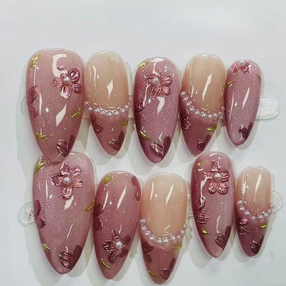 More to save up to 60% Pink 3D Flower Reusable Press On Nails