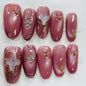 More to save up to 60% Purple Floral Almond Glitter Press On Nails