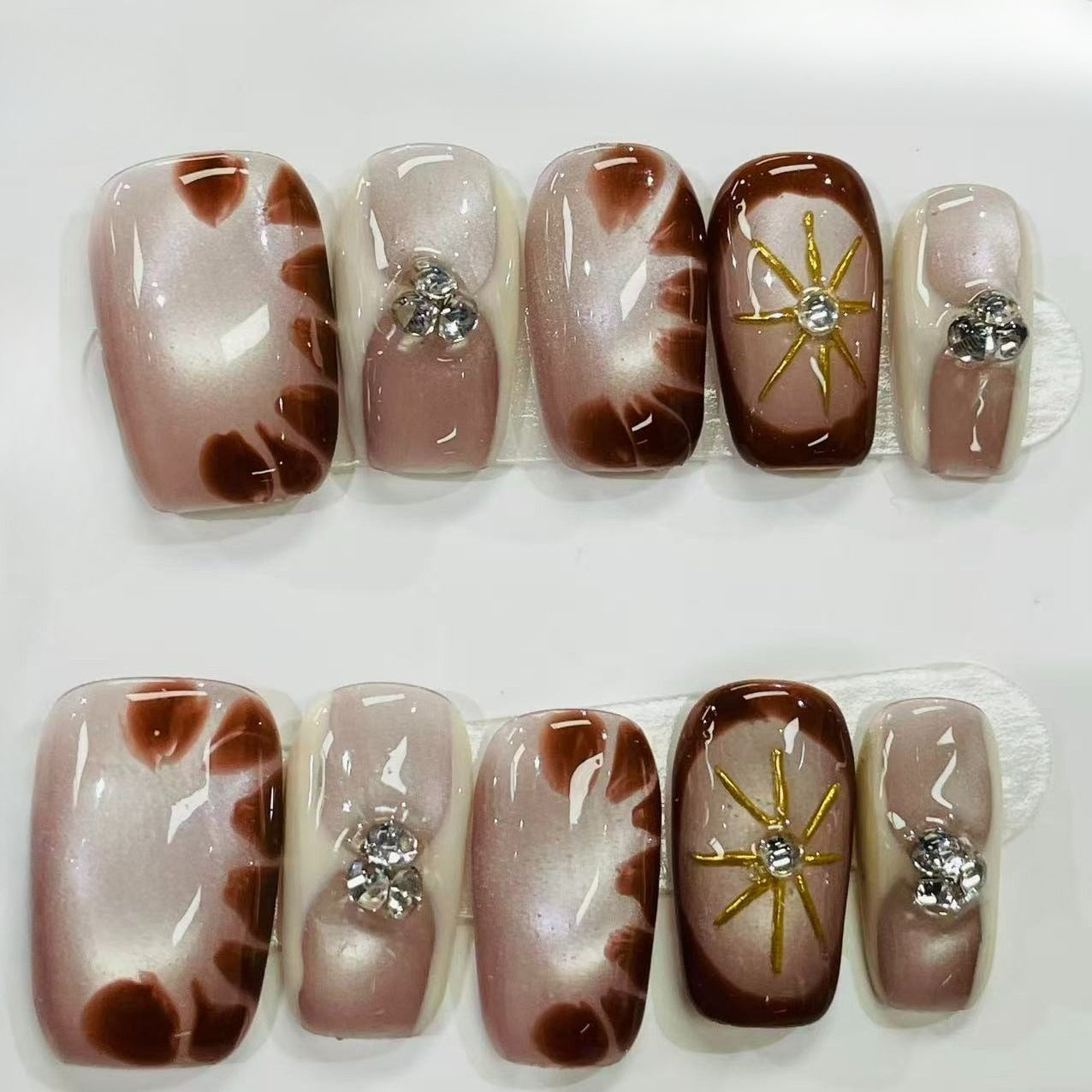 More to save up to 60% Pink Gold Almond Press On Nails