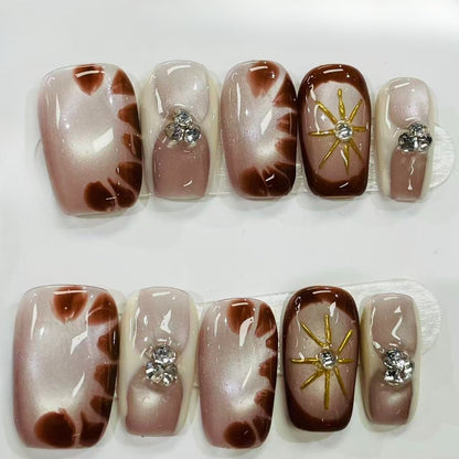 More to save up to 60% Pink Gold Almond Press On Nails