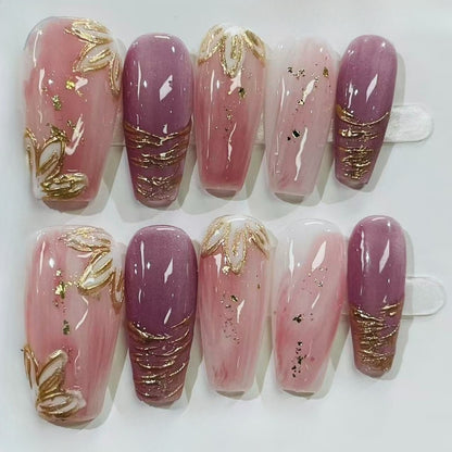 More to save up to 60% Green 3D Floral Almond Press On False Nails