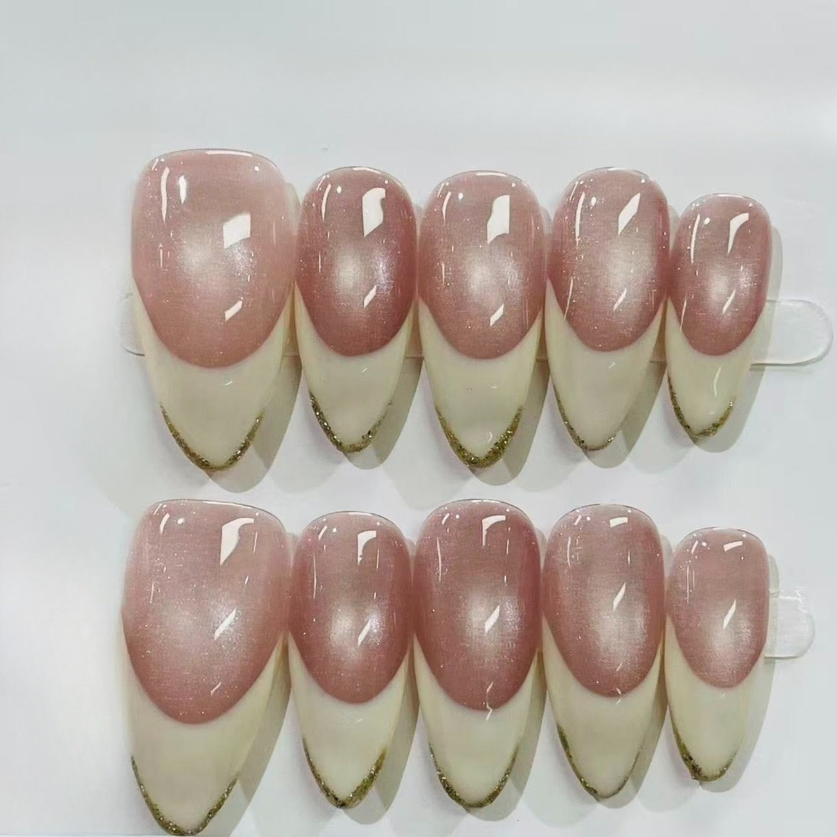 More to save up to 60% French Pink Cat Eye Almond Press On Nails