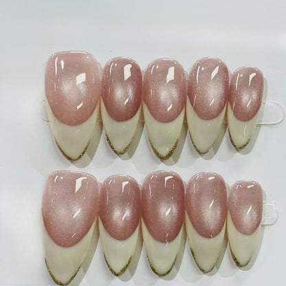 More to save up to 60% French Pink Cat Eye Almond Press On Nails