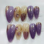 More to save up to 60% Purple Gold Almond Press On False Nails