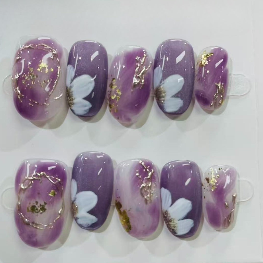 More to save up to 60% Mint Green Blue Gem Almond Handmade Press On Nails
