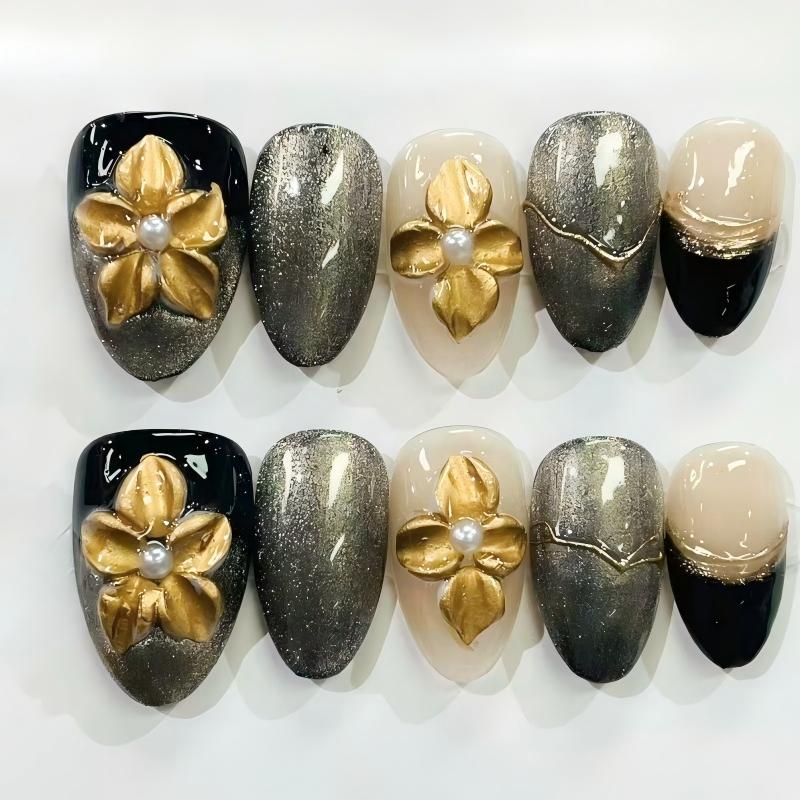 More to save up to 60% Autumn Leopard 3D Flower Press On Nails