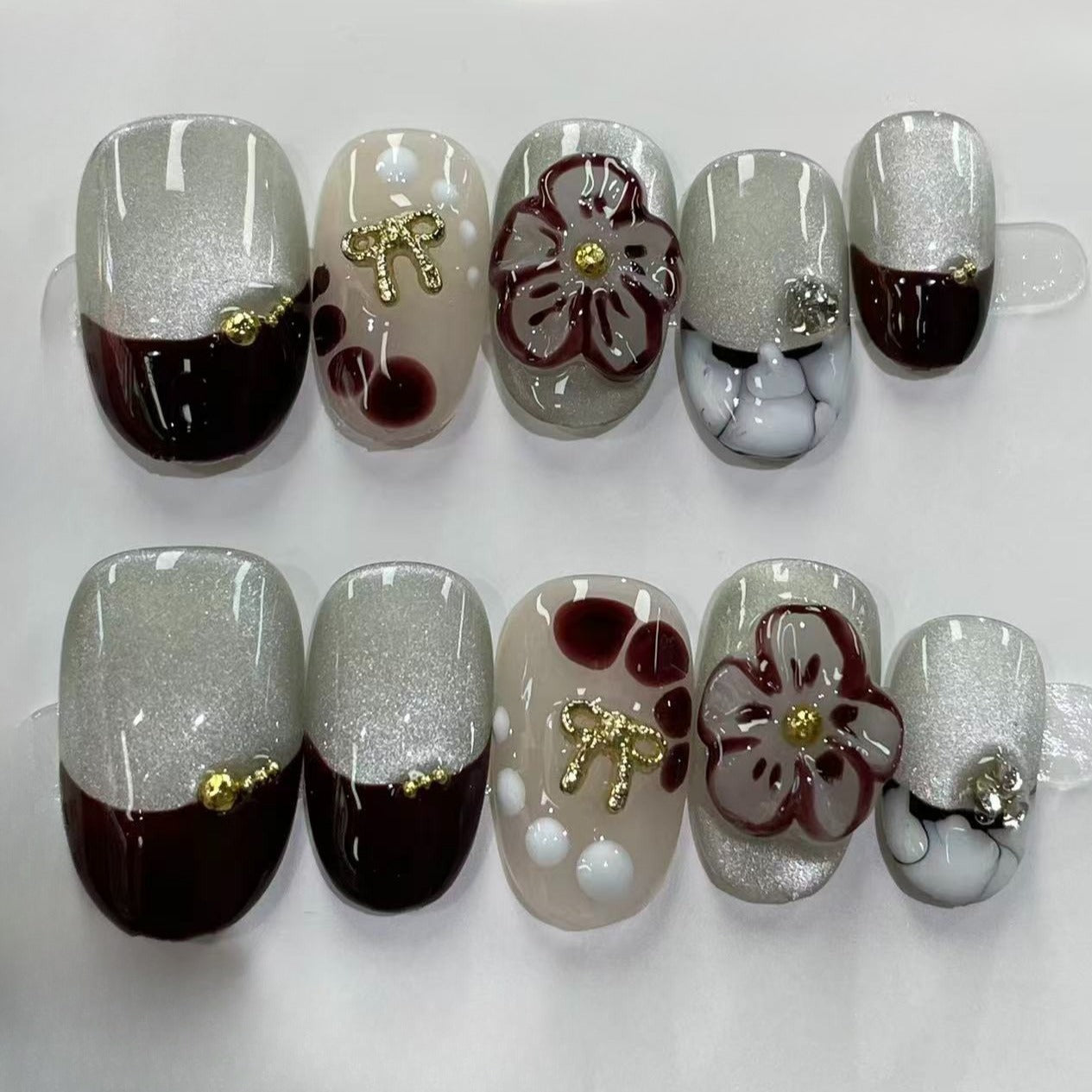 More to save up to 60% Silver Blue Gradient Nails