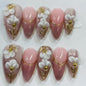 More to save up to 60% Press On Nails Pink Chrome Flower