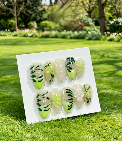 More to save up to 60% Green 3D Flower Press On Nails