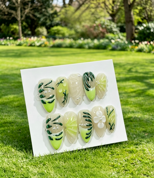 More to save up to 60% Green 3D Flower Press On Nails