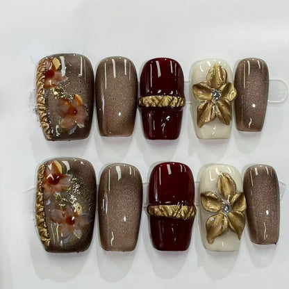 More to save up to 60% Handmade Mint Floral Press On Fake Nails