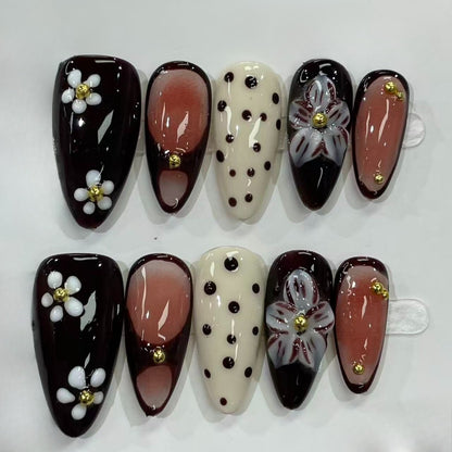 More to save up to 60% Handmade Press On Nails Tiger Lily Flower Design