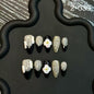 Short Engraved Retro Fragrance Handmade Press on Nails Temperament