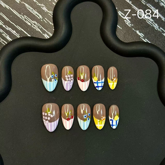 Cute childlike dopamine candy manicure handmade press on nails.