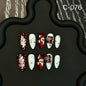 Winter Cute Christmas Pearl Diamond Long Handmade Press on Nails Fake Nails