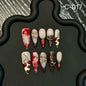 Hot-selling sweet and cool cherry engraved diamond embellished fake nail finished product wholesale