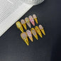 Gold Luxury Carved Patch Palace Ice Through Premium Long Pointed Handmade Wear