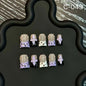 Short Duckbill 3D Carved Painted Floral HandmadePress on Nails Short