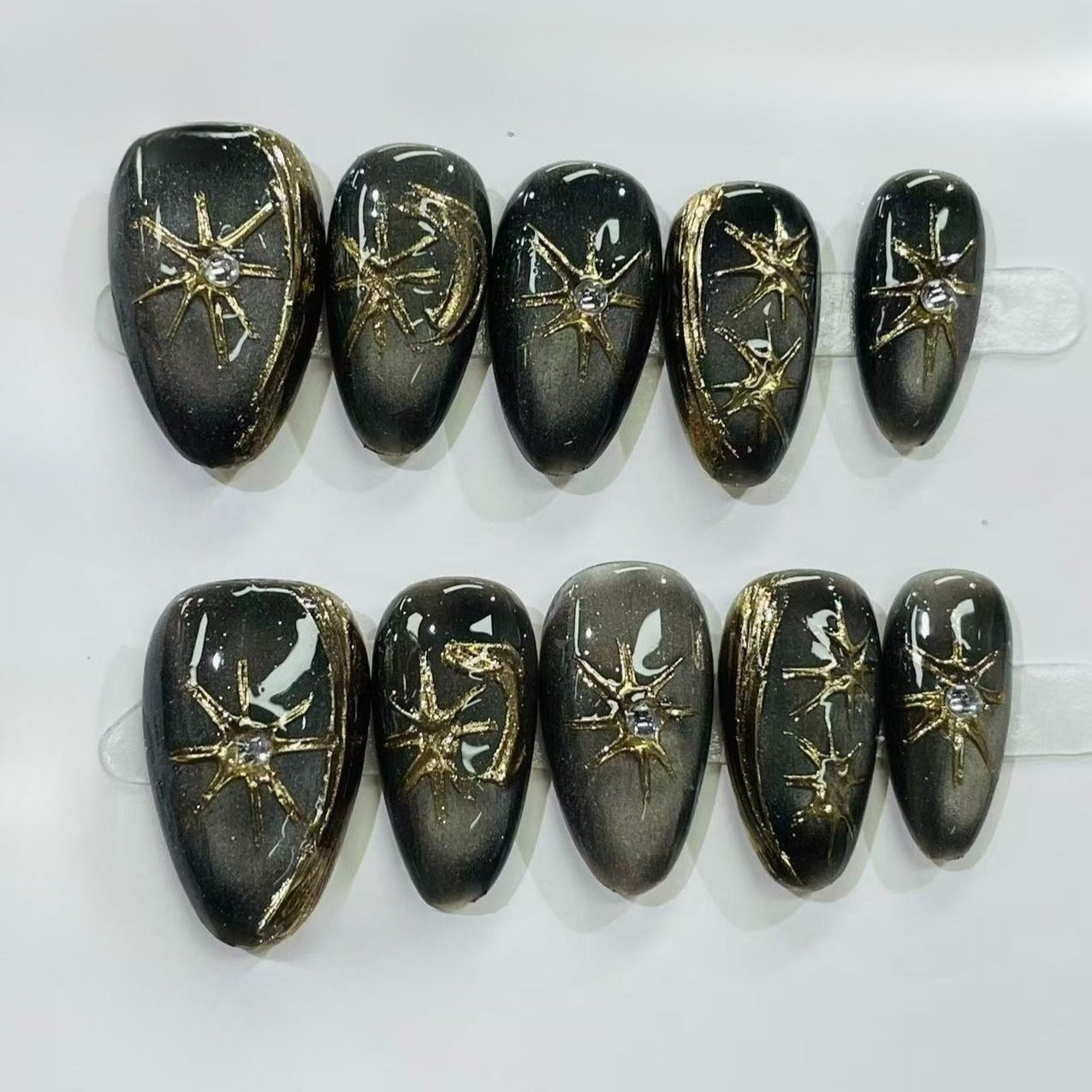 More to save up to 60% Red Glitter Gradient Silver Press On False Nails