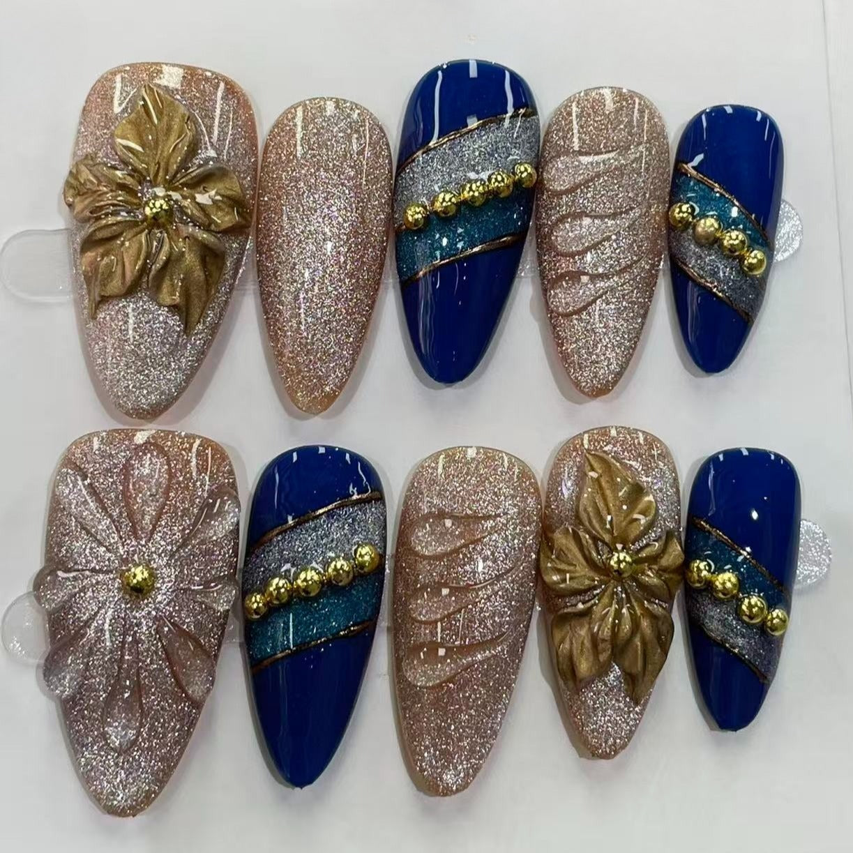More to save up to 60% Orange Yellow Floral Fake Press On Nails