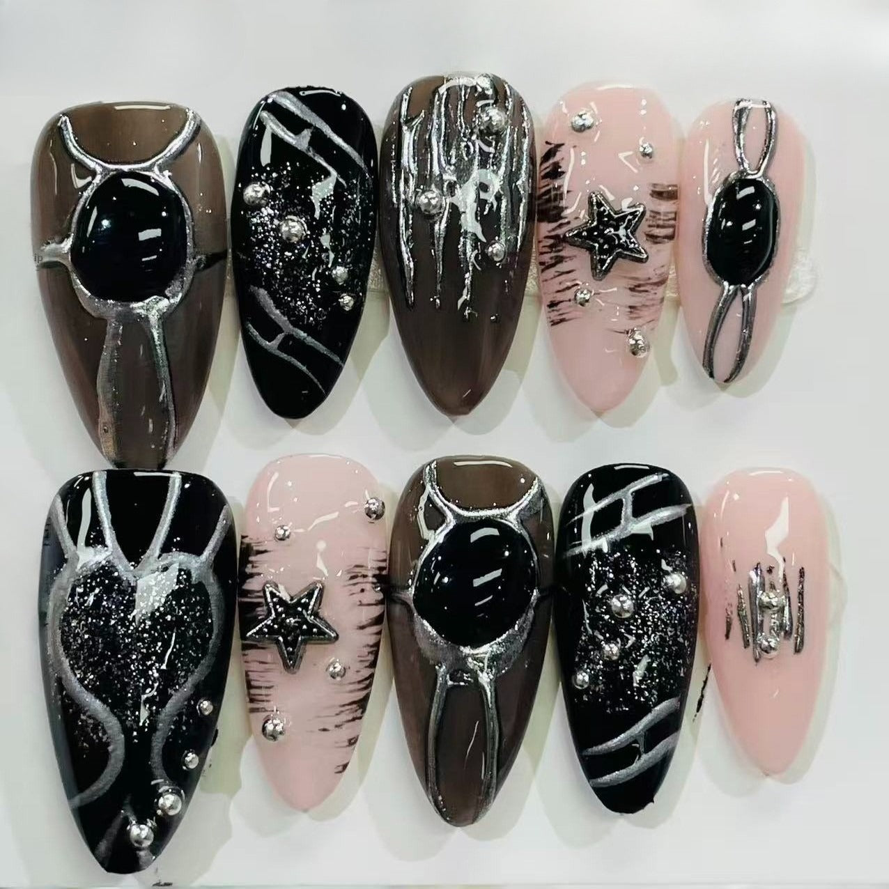 More to save up to 60% Glitter Black Leopard Press On Nails