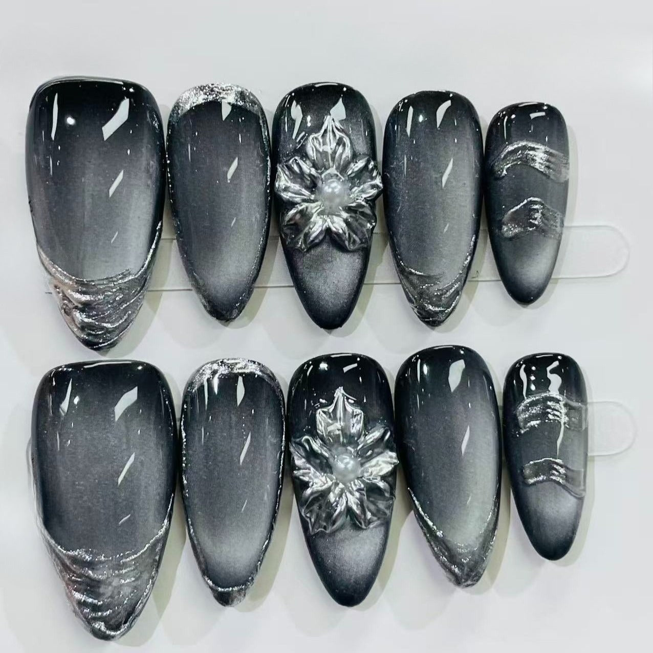 More to save up to 60% Golden 3D Flower Rhinestone Press On Nails