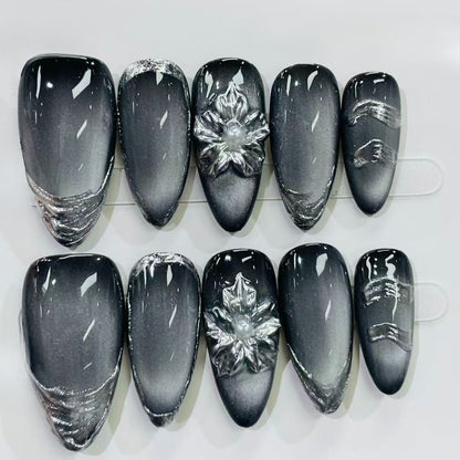 More to save up to 60% Golden 3D Flower Rhinestone Press On Nails