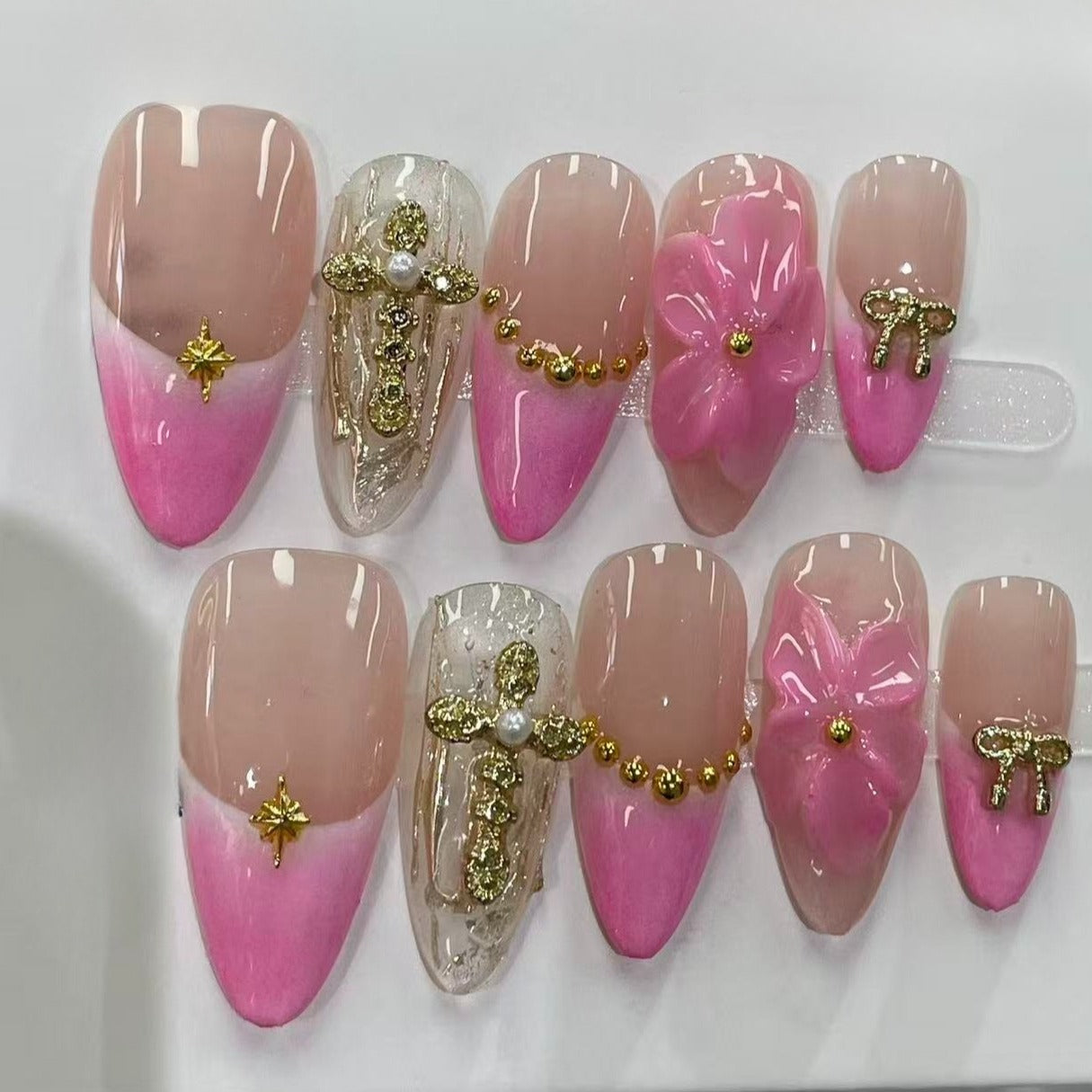 More to save up to 60% Silver Blue Gradient Nails