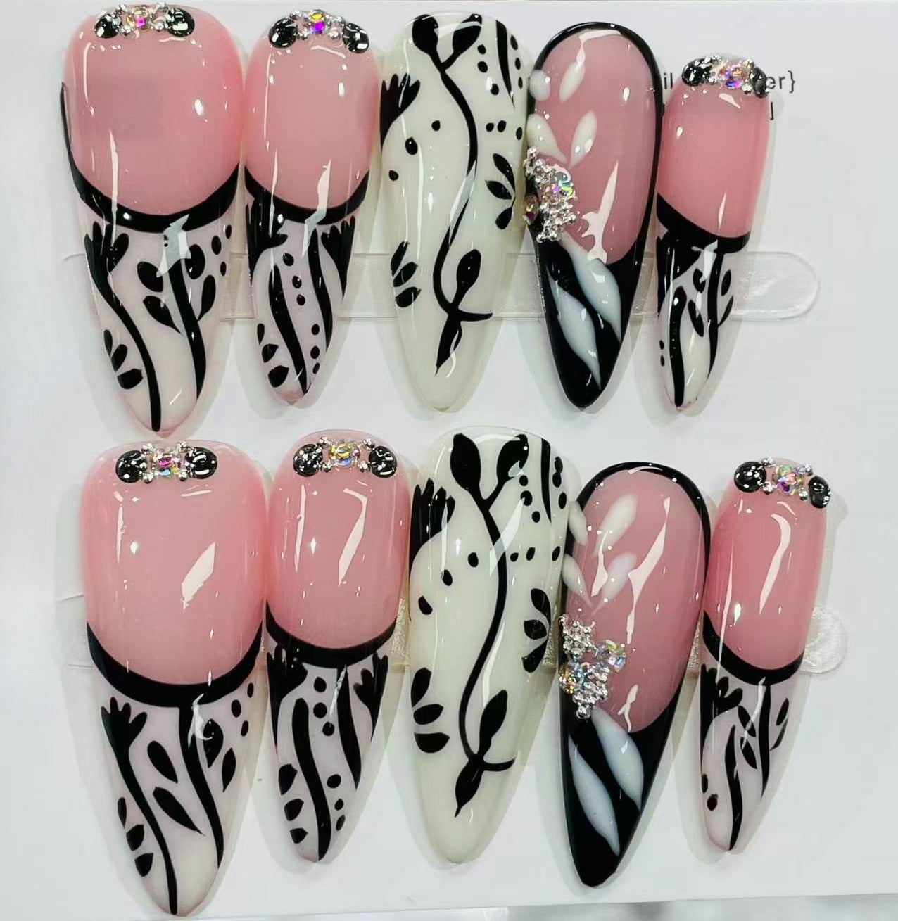 More to save up to 60% Press On Nails Pink Chrome Flower