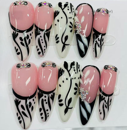 More to save up to 60% Press On Nails Pink Chrome Flower