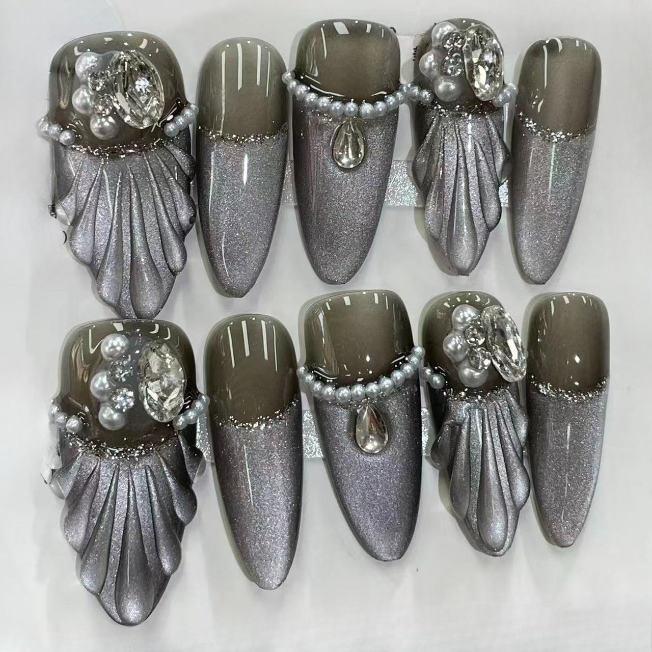 More to save up to 60% Handmade Mint Floral Press On Fake Nails