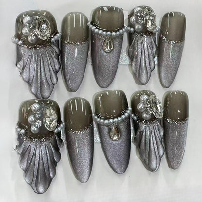 More to save up to 60% Handmade Mint Floral Press On Fake Nails