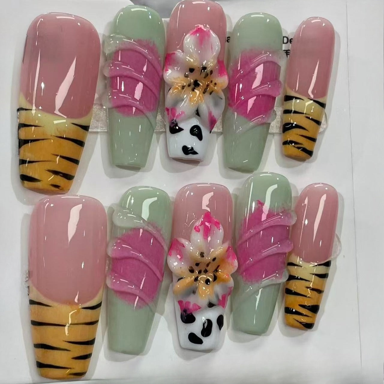 More to save up to 60% Handmade Press On Nails Tiger Lily Flower Design