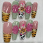 More to save up to 60% Handmade Press On Nails Tiger Lily Flower Design
