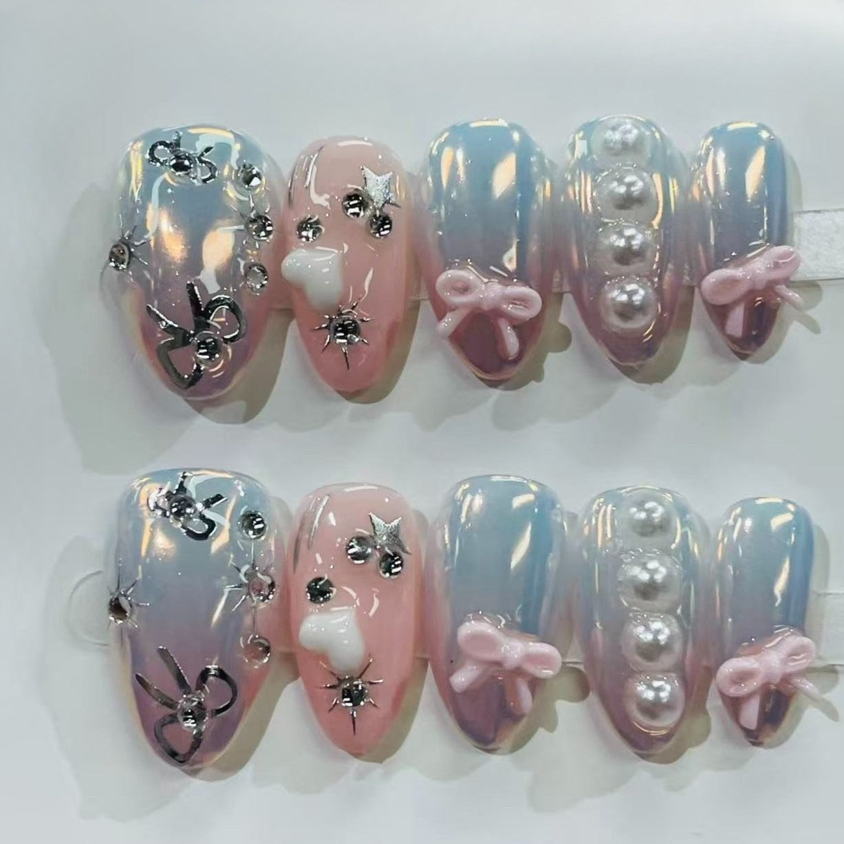 More to save up to 60% Purple Gold Almond Press On False Nails