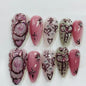 More to save up to 60% Purple Floral Almond Glitter Press On Nails