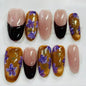 More to save up to 60% Purple Floral Almond Glitter Press On Nails