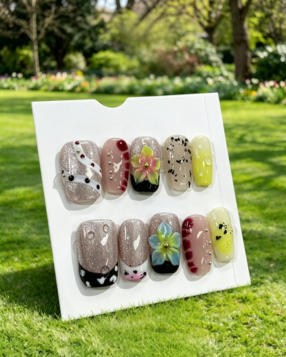 More to save up to 60% Handmade Floral Glitter Press On False Nails
