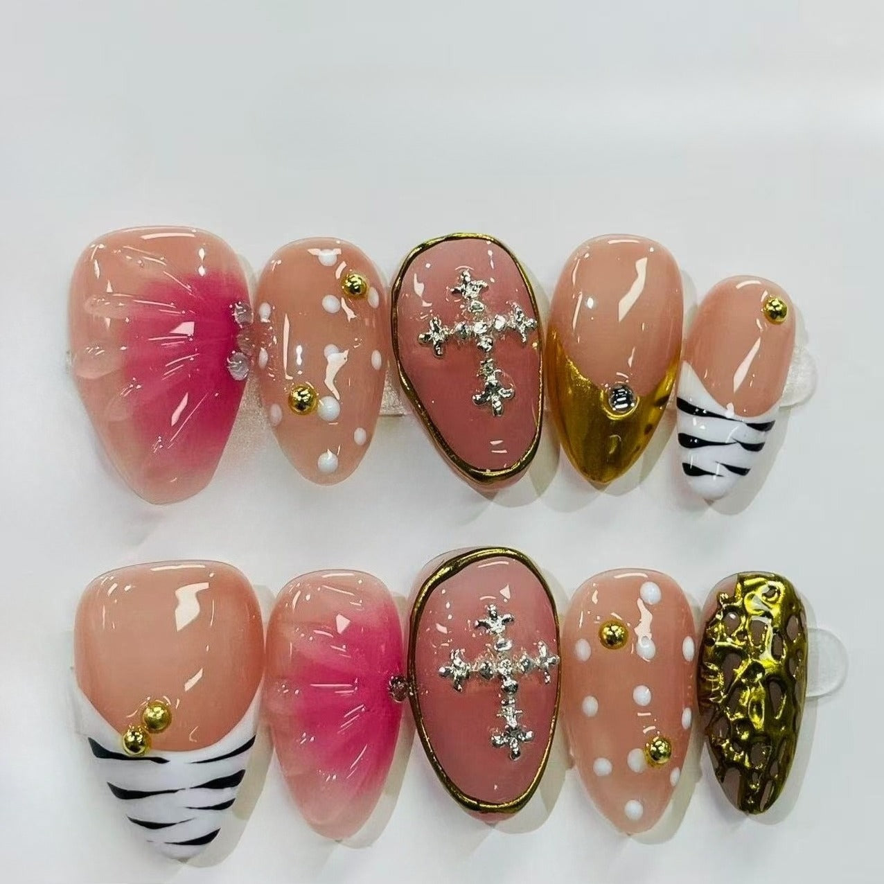 More to save up to 60% Purple Floral Almond Glitter Press On Nails