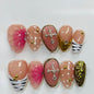 More to save up to 60% Purple Floral Almond Glitter Press On Nails