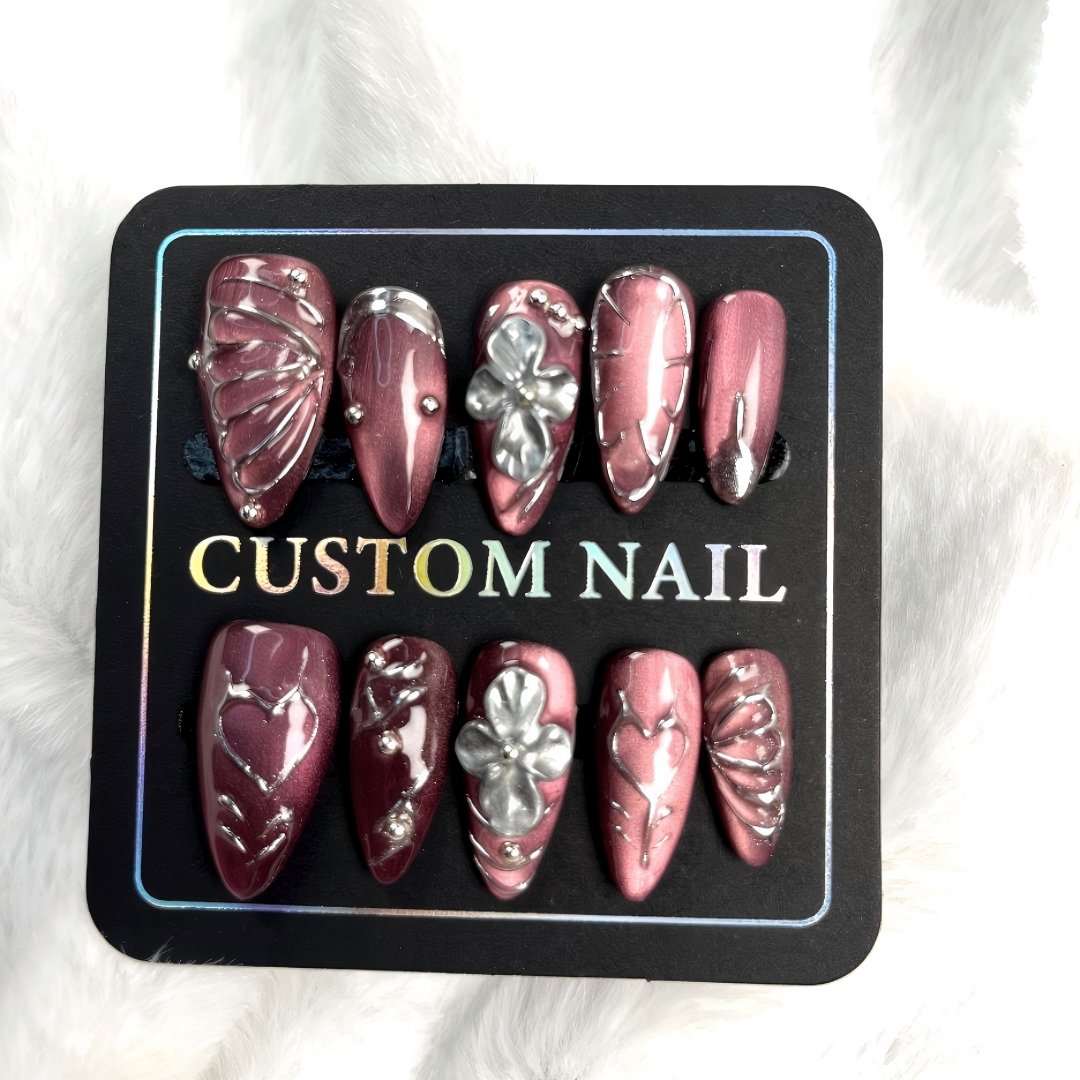 More to save up to 60% Floral Pearl Almond Fake Nails