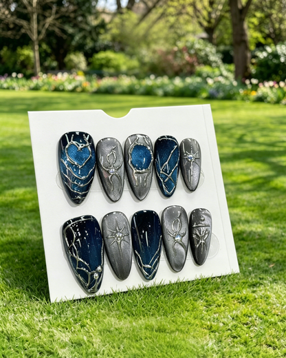 More to save up to 60% Silver Blue Gradient Nails