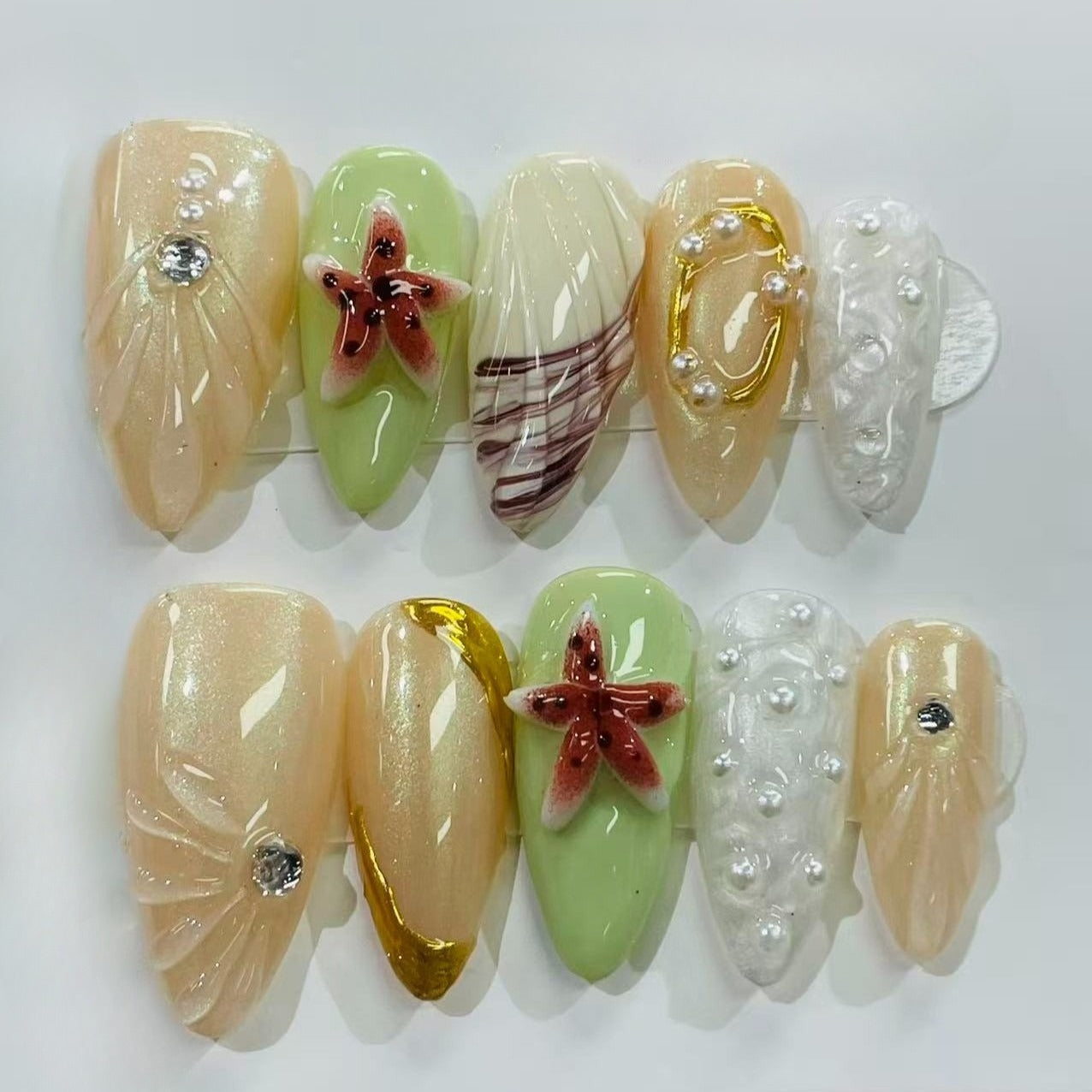 More to save up to 60% Green 3D Flower Press On Nails
